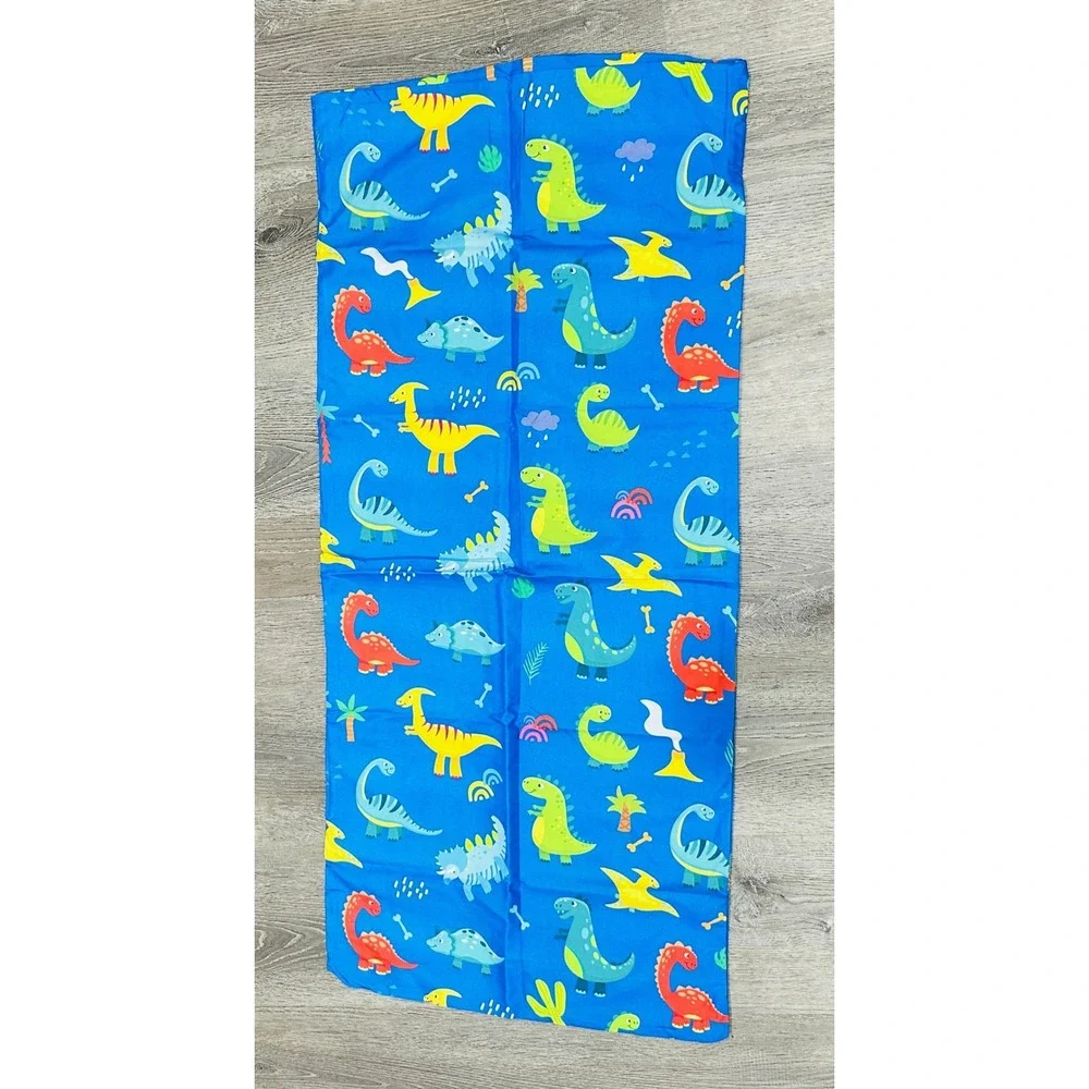 Wildkin Kids 100% Cotton Nap Mat Cover Dinosaur Blue Sewn-in Pillowcase 20x46